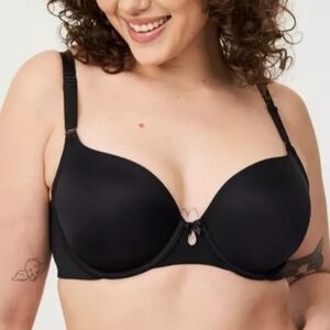 Torrid Black T-Shirt Bra Underwire Smooth 360 Microfiber Plus Lightly Lined 44B